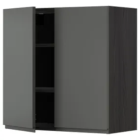 IKEA METOD МЕТОД, навесной шкаф с полками / 2дверцы, черный / Воксторп темно-серый, 80x80 см 894.628.27 фото