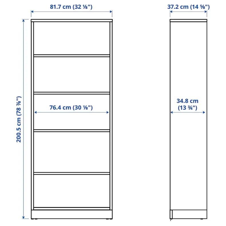 IKEA TONSTAD ТОНСТАД, книжкова шафа, дуб дубовий, 82x37x201 см 705.284.61 фото №5