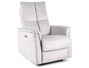 Раскладное кресло реклайнер SIGNAL Neptun M Velvet с функцией массажа, светло-серый фото