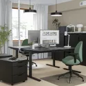 IKEA MITTZON МІТТЗОН, письмовий стіл, шпон ясена, тонований чорним/чорним, 160x80 см 395.291.18 фото thumb №2