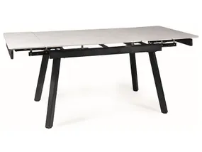 Обеденный раскладной стол SIGNAL JOHNN, белый мрамор / черный матовый, 85x120 фото
