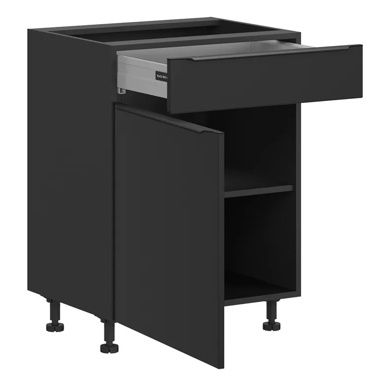BRW Кухонный шкаф Sole L6 60 см левосторонний с ящиком soft-close черный матовый, черный/черный матовый FM_D1S_60/82_L/STB-CA/CAM фото №3