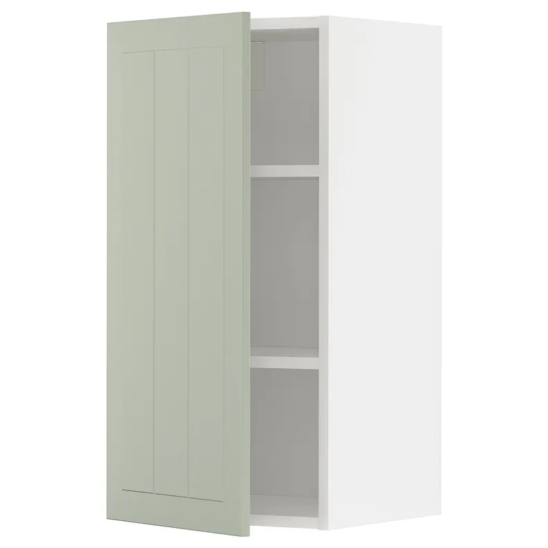 IKEA METOD МЕТОД, навесной шкаф с полками, белый / светло-зеленый, 40x80 см 694.873.48 фото №1