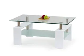 Скляний журнальний стіл HALMAR DIANA H,  110/60/55 см, білий лакований фото