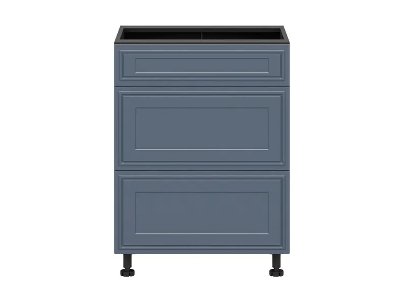 BRW Кухонный цокольный шкаф Verdi 60 см с выдвижными ящиками mystic matt, черный/матовый FL_D2S_60/82_2SMB/B-CA/MIM фото №1