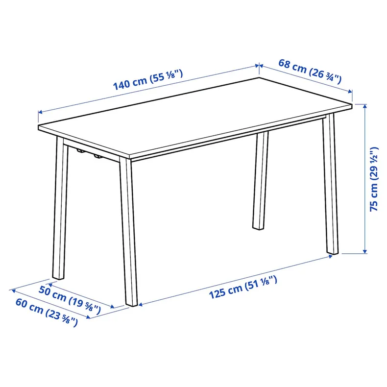 IKEA MITTZON МІТТЗОН, стіл для конференцій, шпон волоського горіха/білий, 140x68x75 см 695.330.05 фото №5