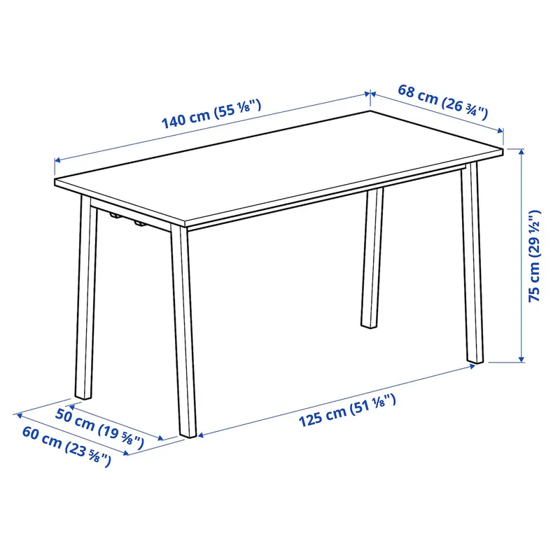 IKEA MITTZON МИТТЗОН, конференц-стол, шпон ореха / белый, 140x68x75 см 695.330.05 фото №5