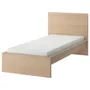 IKEA MALM МАЛЬМ, каркас ліжка з матрацом, шпон білого мореного дуба / твердих порід деревини Ебигди, 90x200 см 695.368.48 фото