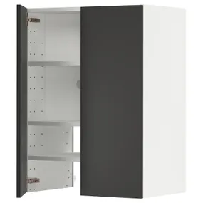 IKEA METOD МЕТОД, навесной шкаф д / вытяжки / полка / дверь, белый / Никебо матовый антрацит, 60x80 см 595.045.36 фото