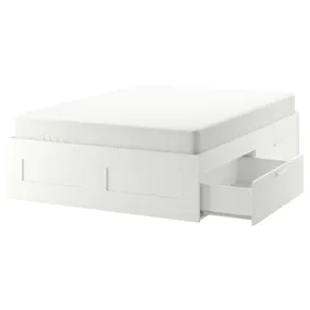 IKEA BRIMNES БРИМНЭС, каркас кровати с ящиками, белый / Линдбоден, 160x200 см 494.948.87 фото