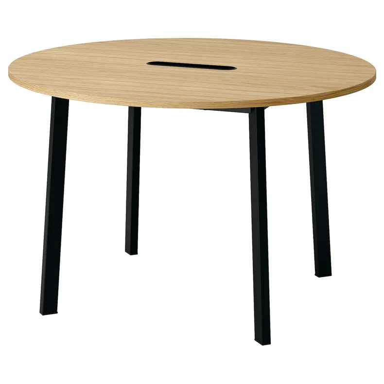 IKEA MITTZON МІТТЗОН, стіл для конференцій, круглий okl дуб / чорний, 120x75 см 095.304.58 фото №1
