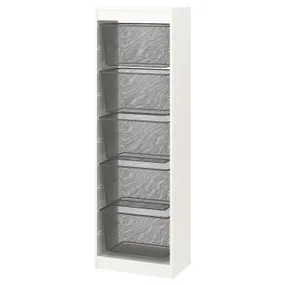 IKEA TROFAST ТРУФАСТ, комбінація для зберіган +контейнери, білий/темно-сірий, 46x30x145 см 294.787.32 фото