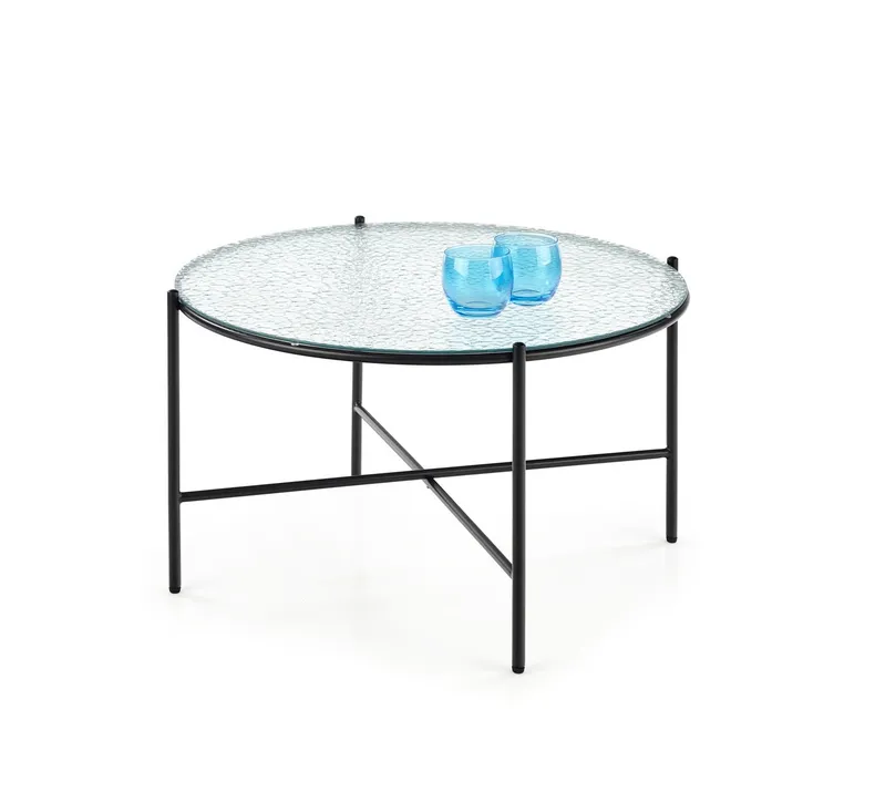 Журнальный столик стеклянный круглый HALMAR ROSALIA, 70x70 см, прозрачный/черный фото №1