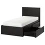 IKEA MALM МАЛЬМ, каркас ліжка, високий, 2 крб д / збер, чорно-коричневий, 90x200 см 190.129.89 фото