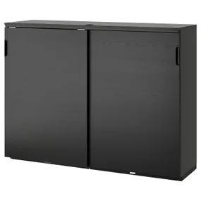 IKEA GALANT ГАЛАНТ, шкаф с раздвижными дверцами, Шпон ясеня, окрашенный в черный цвет, 160x120 см 203.651.31 фото