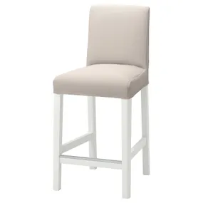 IKEA BERGMUND БЕРГМУНД, барний стілець зі спинкою, білий / бежевий галантерейний, 62 см 693.881.12 фото