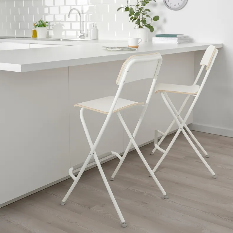 IKEA FRANKLIN ФРАНКЛІН, барний стілець зі спинкою, складан, білий/білий, 63 см 704.048.75 фото №2