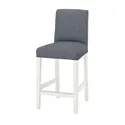 IKEA BERGMUND БЕРГМУНД, барний стілець зі спинкою, білий / Gunnared середньо-сірий, 62 см 893.846.84 фото thumb №1