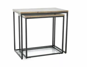 Комплект журнальных столиков из дерева (2 шт) SIGNAL DOBLO, 60 см, матовый черный / дуб артизан фото