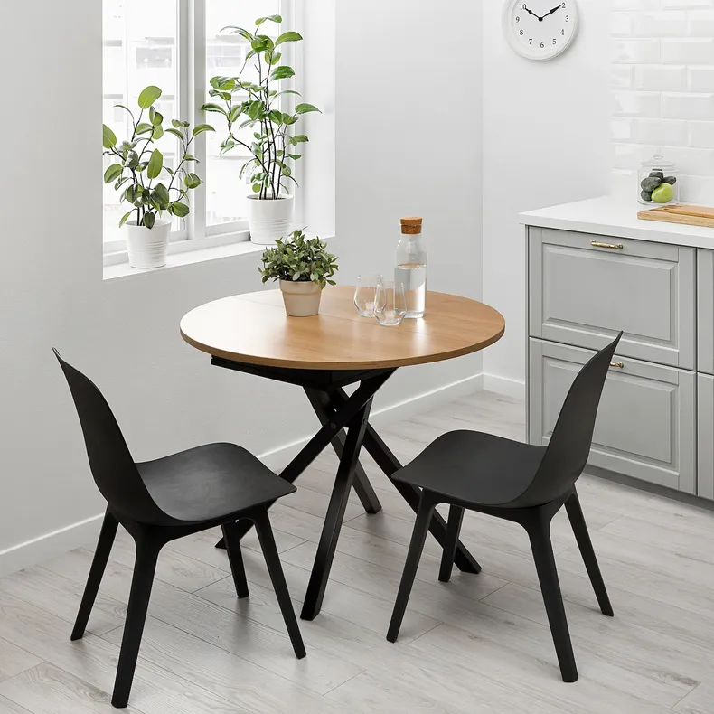 IKEA GRANSTORP ГРАНСТОРП, раздвижной стол, дуб / черный, 90 / 120x90 см 005.115.34 фото №6