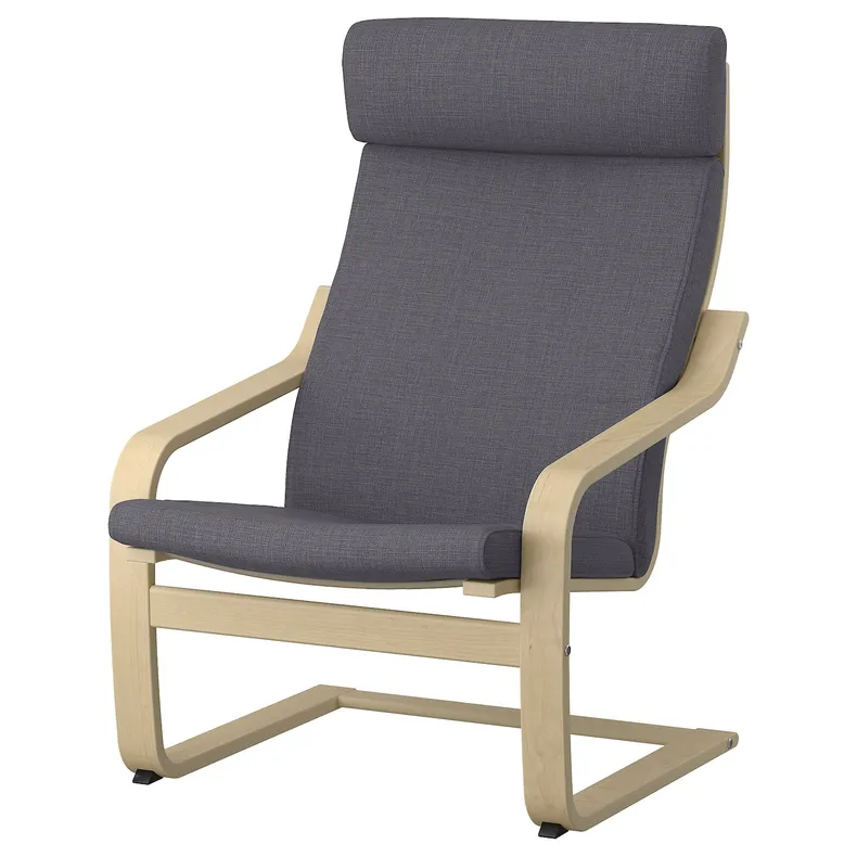 IKEA POÄNG ПОЕНГ, крісло, березовий шпон / СКІФТЕБУ темно-сірий 593.884.57 фото №1