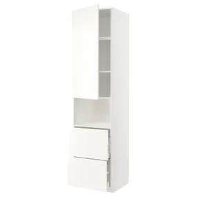 IKEA METOD МЕТОД / MAXIMERA МАКСИМЕРА, высокий шкаф д / СВЧ / дверца / 2ящика, белый / Вальстена белый, 60x60x240 см 995.074.58 фото