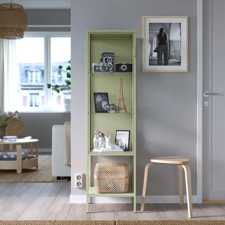 IKEA RUDSTA РУДСТА, шафа зі скляними дверцятами, світло-зелений, 42x37x155 см 005.327.20 фото №2
