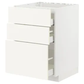 IKEA METOD МЕТОД / MAXIMERA МАКСІМЕРА, підлог шафа д / плити, 3 фр пан / 3 шух, білий / ВАЛЛЬСТЕНА білий, 60x60 см 195.072.02 фото