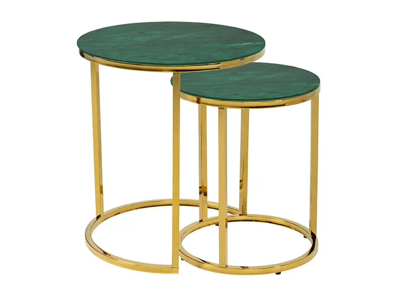 BRW Kamza, Комплект из двух столов, зелёный/золотой GREEN фото №2