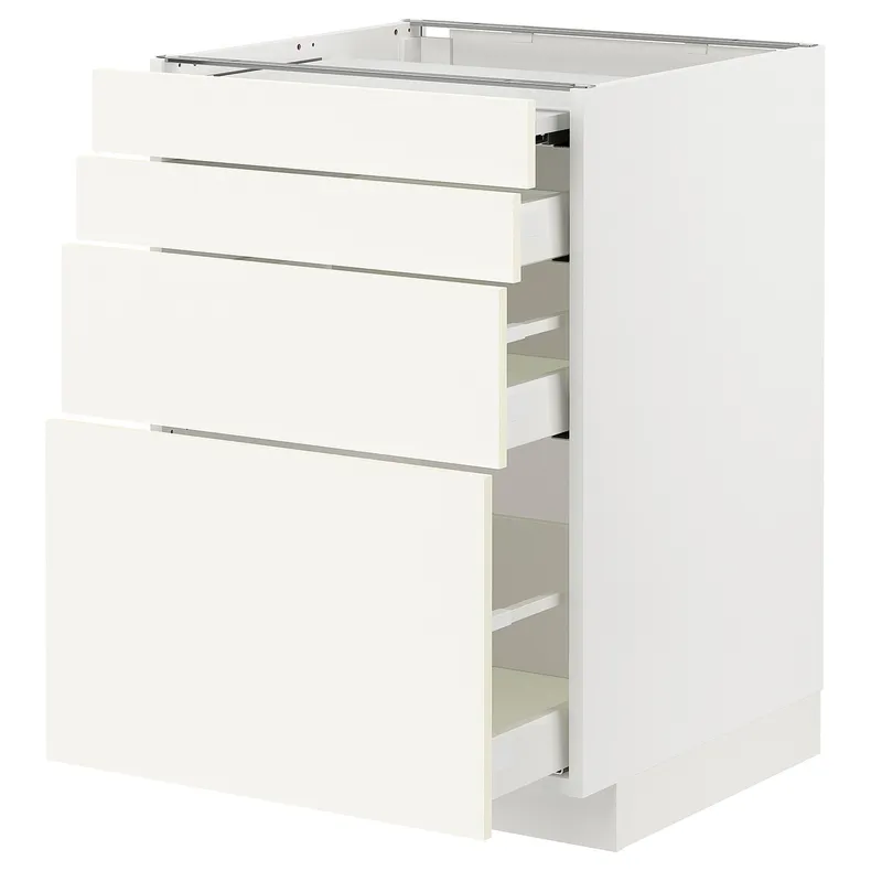 IKEA METOD МЕТОД / MAXIMERA МАКСИМЕРА, напольный шкаф с выдвиж панелью / 3ящ, белый / Вальстена белый, 60x60 см 995.072.36 фото №1