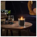 IKEA FRUKTSKOG ФРУКТСКОГ, ароматизована свічка у склянці, Ветивер і герань / чорна бірюза, 40 годин. 905.558.30 фото thumb №2
