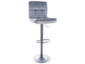 Барный стул / хокер бархатный SIGNAL C105 Velvet, Bluvel 14 - серый / матовий чорний фото