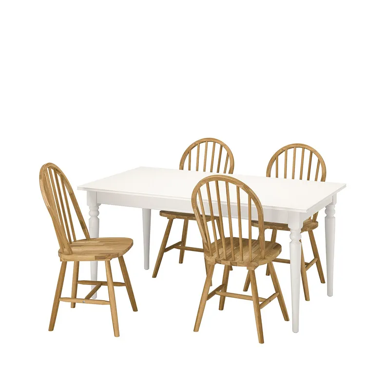 IKEA INGATORP ИНГАТОРП / SKOGSTA СКОГСТА, стол и 4 стула, белый / действие, 155 / 215 см 995.451.96 фото №1