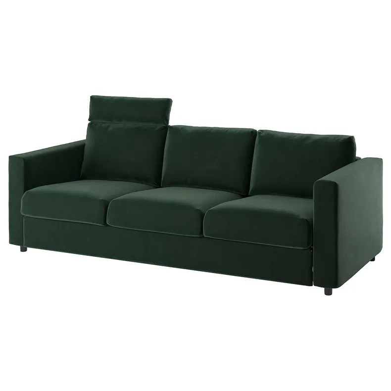 IKEA VIMLE ВІМЛЕ, 3-місний диван, з підголовником / Djuparp темно-зелений 294.336.06 фото №1