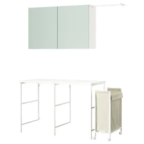 IKEA ENHET ЕНХЕТ, шафа, білий/блідо-сіро-зелений, 139x63,5 см 595.479.46 фото