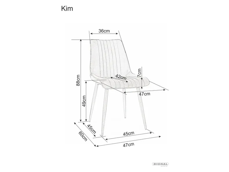 Кухонний Стілець SIGNAL KIM Velvet, Bluvel 85 - бірюзовий фото №16