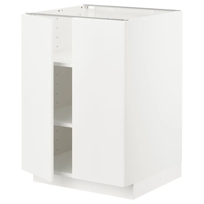 IKEA METOD МЕТОД, напольный шкаф с полками / 2дверцами, белый / белый, 60x60 см 794.557.33 фото №1