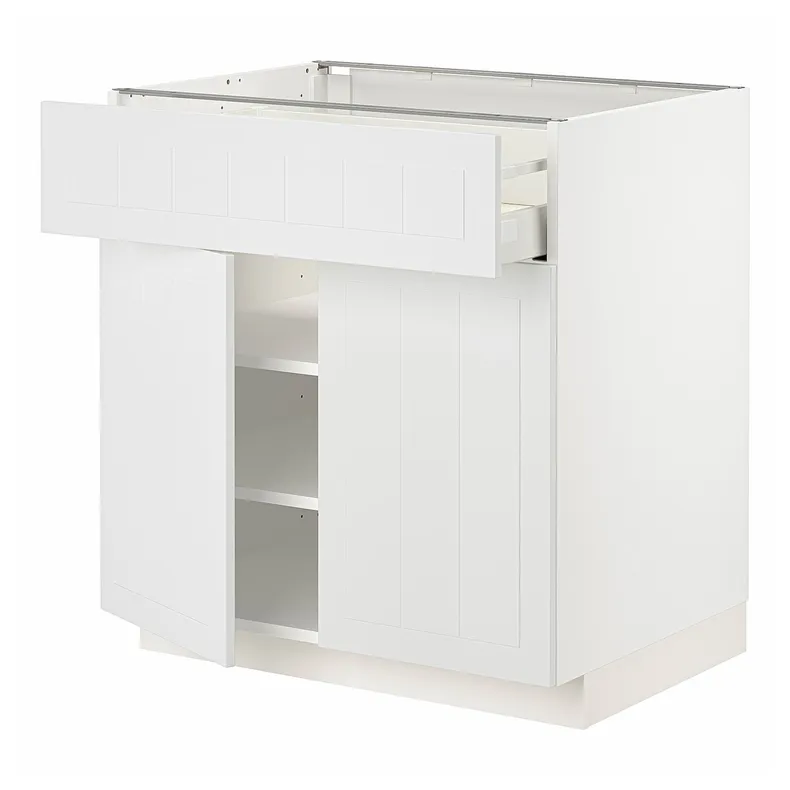 IKEA METOD МЕТОД / MAXIMERA МАКСІМЕРА, підлогова шафа, шухляда / 2 дверцят, білий / стенсундський білий, 80x60 см 394.655.31 фото №1