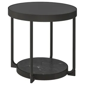 IKEA FRÖTORP ФРЁТОРП, придиванный столик, антрацит, имитирующий мрамор / черное стекло, 48 см 104.922.76 фото