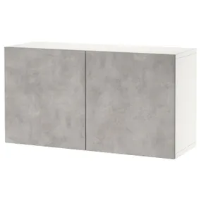 IKEA BESTÅ БЕСТО, настінна комбінація шаф, білий КАЛЛЬВІКЕН / світло-сірий під бетон, 120x42x64 см 594.408.27 фото
