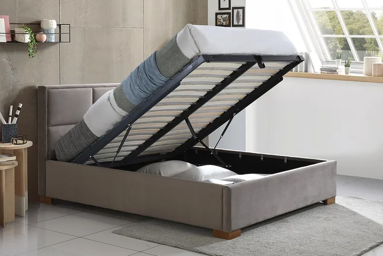 Ліжко двоспальне оксамитове SIGNAL MAISON, 160x200 см Bluvel 14 - сірий фото №7