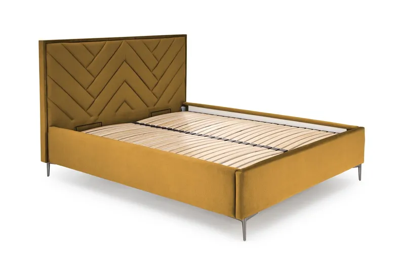 Изголовье кровати HALMAR MODULO W1 160 см горчичьного цвета. Монолит 48 фото №4