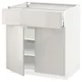 IKEA METOD МЕТОД / MAXIMERA МАКСИМЕРА, напольный шкаф с ящиком / 2дверцами, белый / светло-серый, 80x60 см 994.672.59 фото