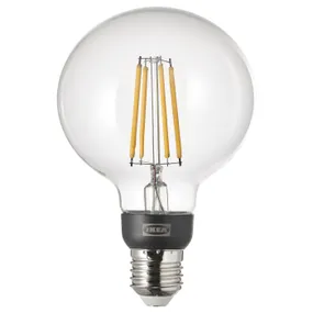 IKEA TRÅDFRI ТРОДФРІ, LED лампа E27 470 лм, розумний бездротовий тонований / теплий білий прозорий / сфера 905.390.72 фото