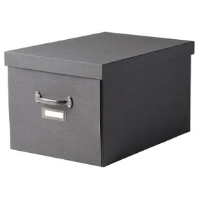 IKEA TJOG ТЙОГ, коробка для зберігання з кришкою, темно-сірий, 35x56x30 см 804.776.68 фото