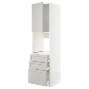 IKEA METOD МЕТОД / MAXIMERA МАКСИМЕРА, высокий шкаф д / духовки / дверь / 3ящика, белый / светло-серый, 60x60x220 см 294.674.08 фото