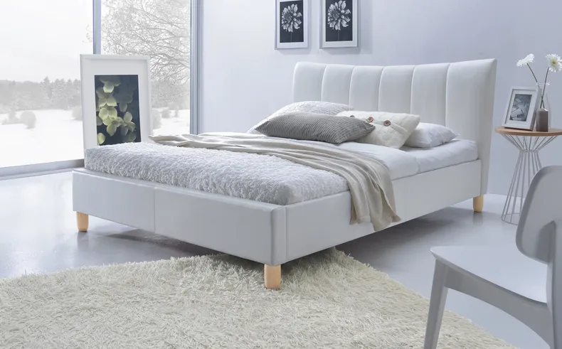 Ліжко двоспальне HALMAR SANDY 160x200 см біле фото №2