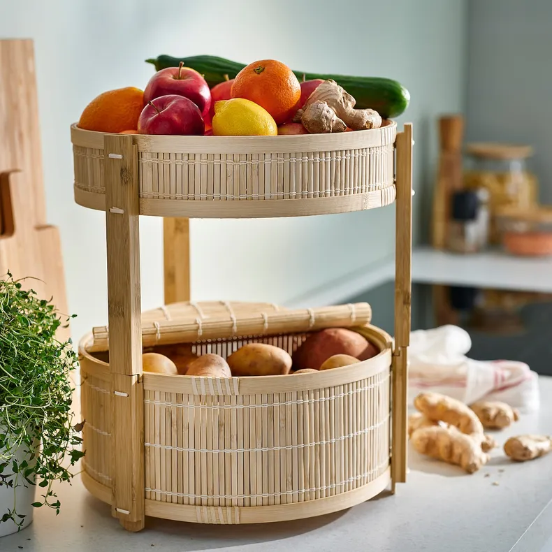 IKEA KANELMOTT КАНЕЛМОТТ, кошик для овочів/фруктів, 2шт., бамбук 005.818.00 фото №4