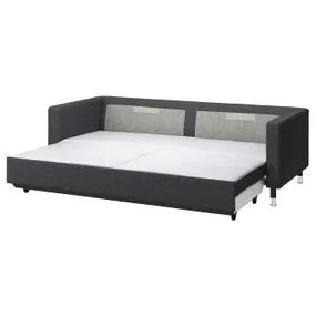 IKEA LANDSKRONA ЛАНДСКРУНА, 3-місний диван-ліжко, ГУННАРЕД темно-сірий/металевий 094.912.73 фото