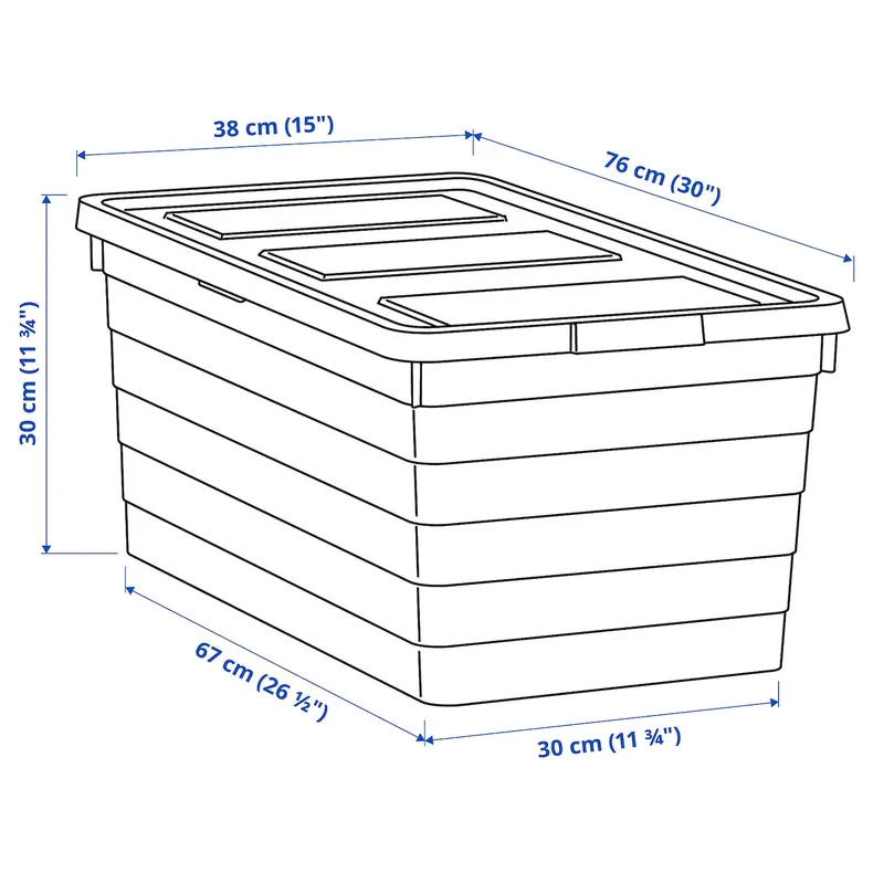 IKEA SOCKERBIT СОККЕРБІТ, коробка для зберігання з кришкою, білий, 38x76x30 см 405.220.88 фото №3